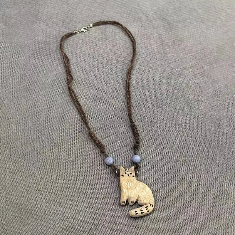 Collier Pendentif Chat Vintage Étoile