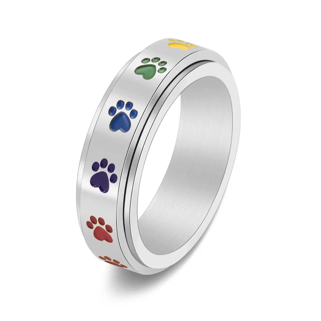Bague Anti-Stress Pivotante – Acier Inoxydable avec Pattes Arc-en-Ciel