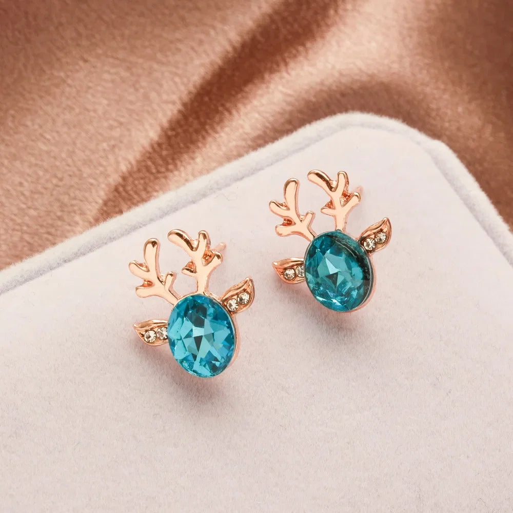 Boucles d'oreilles en cristal en forme de renne festif