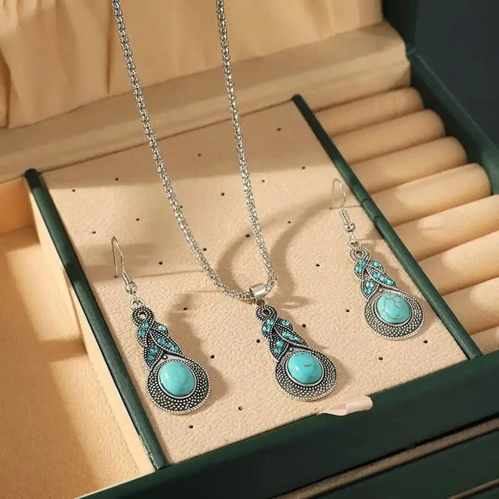 Priscilla™ - Parure Vintage en Turquoise