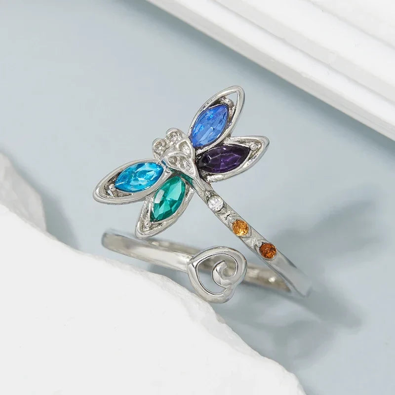 Bague Ajustable Libellule Vintage