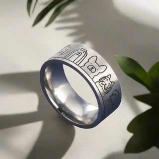 Bague Large en Acier Inoxydable pour Chien – Design Gravé pour Femmes