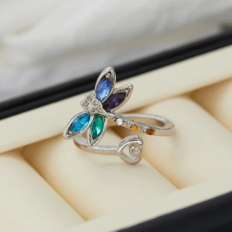 Bague Ajustable Libellule Vintage