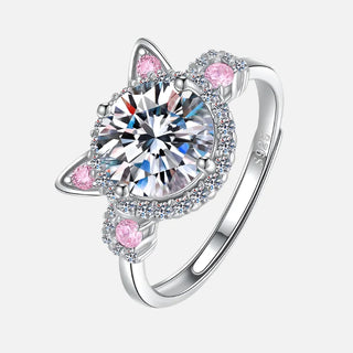 Bague Ajustable avec Oreilles de Chat en Zirconia