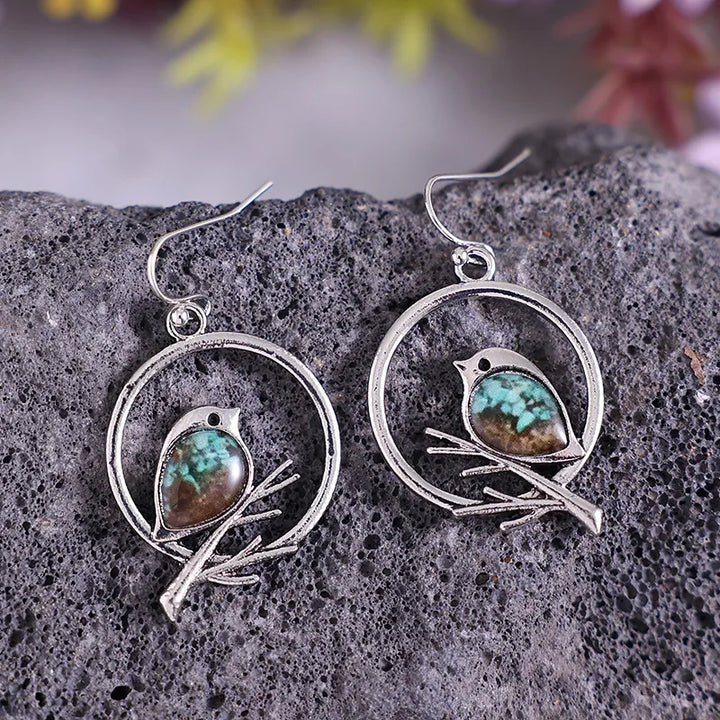 Boucles d'oreilles Vintage Oiseau sur Branche – Symbole de Liberté & Sérénité