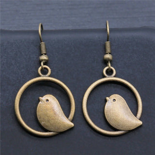 Boucles d'Oreilles Pendantes avec Charme Oiseau Vintage – Bijoux Boho Faits Main