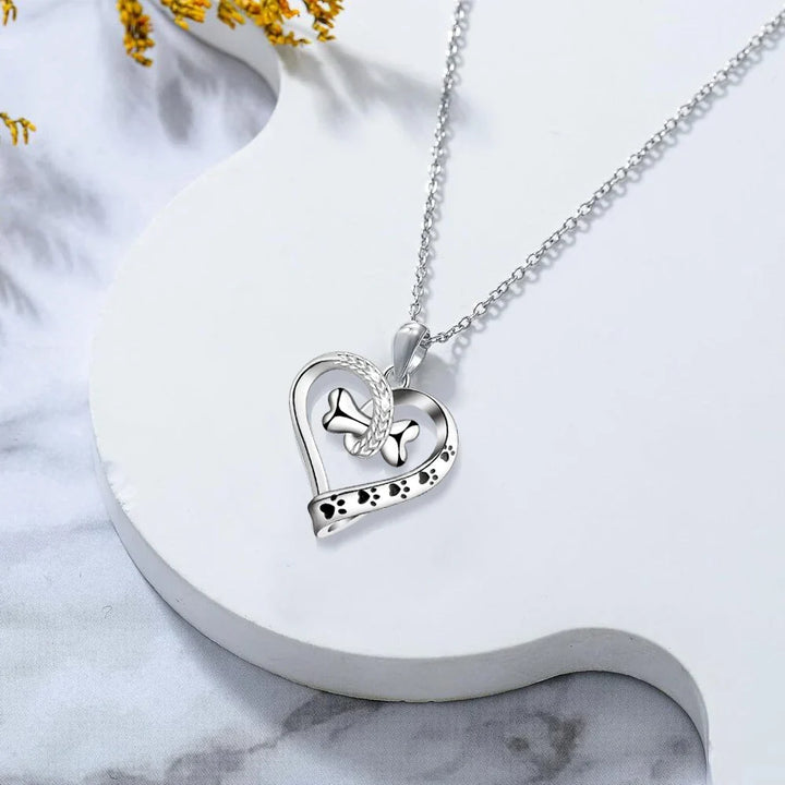 Ensemble de Bijoux en 2 Pièces avec Charms Patte, Cœur et Os