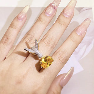 Bague en Pierre Précieuse Ajustable Colibri – Zircon, Plaqué Or 14K
