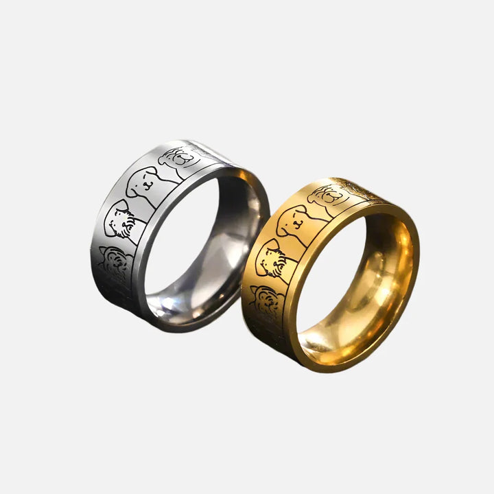 Bague Large en Acier Inoxydable pour Chien – Design Gravé pour Femmes