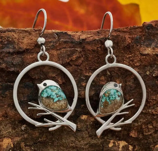 Boucles d'oreilles Vintage Oiseau sur Branche – Symbole de Liberté & Sérénité
