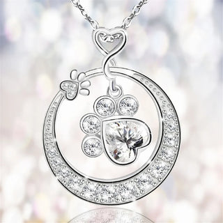 Collier Mignon en Argent Sterling 925 avec Imprimé de Patte et Zirconia Cubique