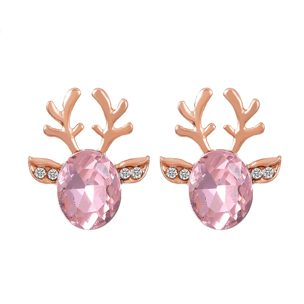 Boucles d'oreilles en cristal en forme de renne festif