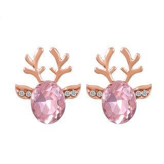 Boucles d'oreilles en cristal en forme de renne festif