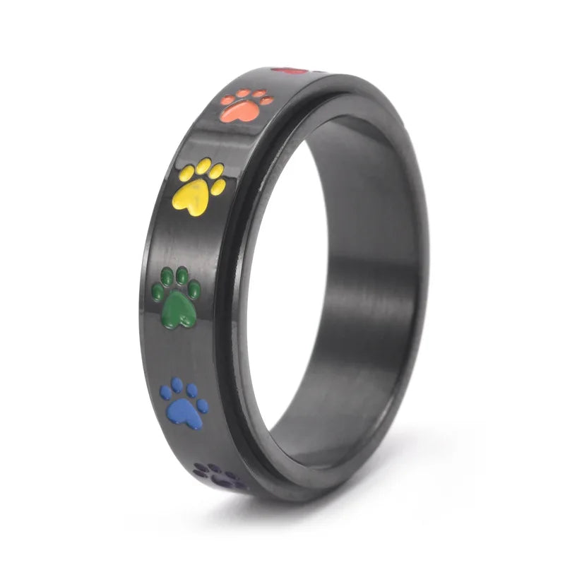 Bague Anti-Stress Pivotante – Acier Inoxydable avec Pattes Arc-en-Ciel