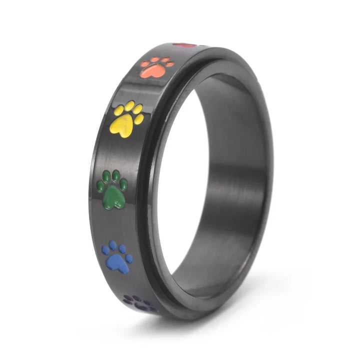 Bague Anti-Stress Pivotante – Acier Inoxydable avec Pattes Arc-en-Ciel
