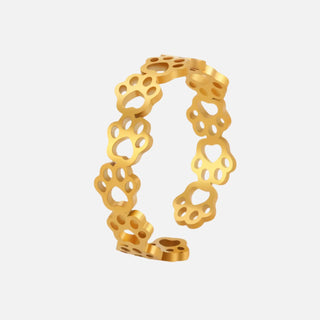 Bague Ajustable en Empreinte de Patte – Fabriquée en Acier Inoxydable