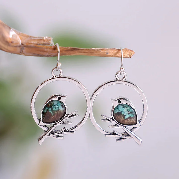 Boucles d'oreilles Vintage Oiseau sur Branche – Symbole de Liberté & Sérénité