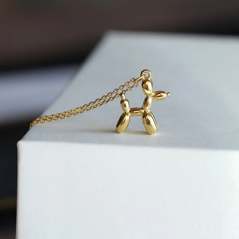 Collier Pendentif Chien Ballon Doré