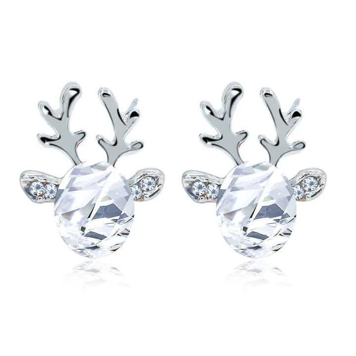 Boucles d'oreilles en cristal en forme de renne festif
