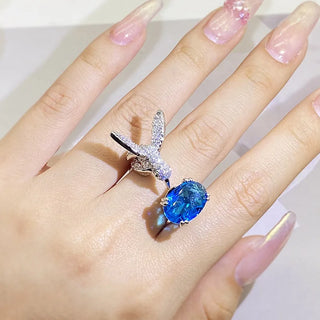 Bague en Pierre Précieuse Ajustable Colibri – Zircon, Plaqué Or 14K