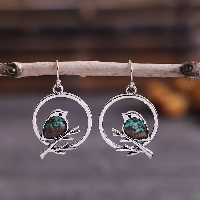 Boucles d'oreilles Vintage Oiseau sur Branche – Symbole de Liberté & Sérénité