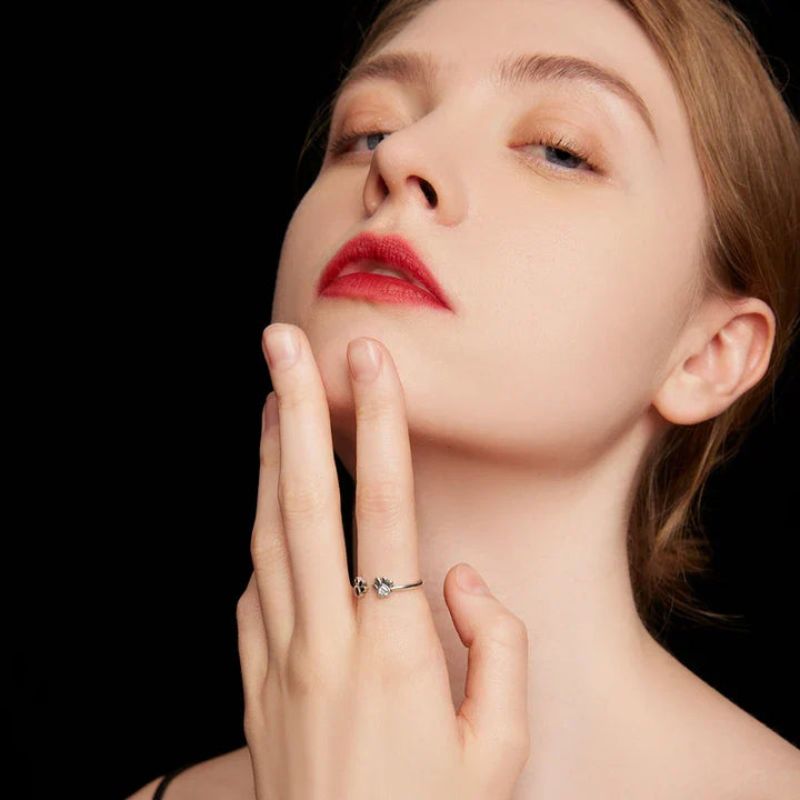 Bague Patte en Argent Sterling 925 – Ajustable avec Zirconia et Émail