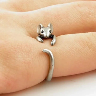 Bague Enveloppante Souris Adorable – Bijoux Vintage Ajustables