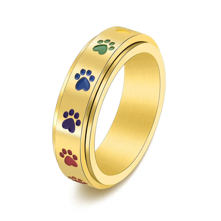 Bague Anti-Stress Pivotante – Acier Inoxydable avec Pattes Arc-en-Ciel