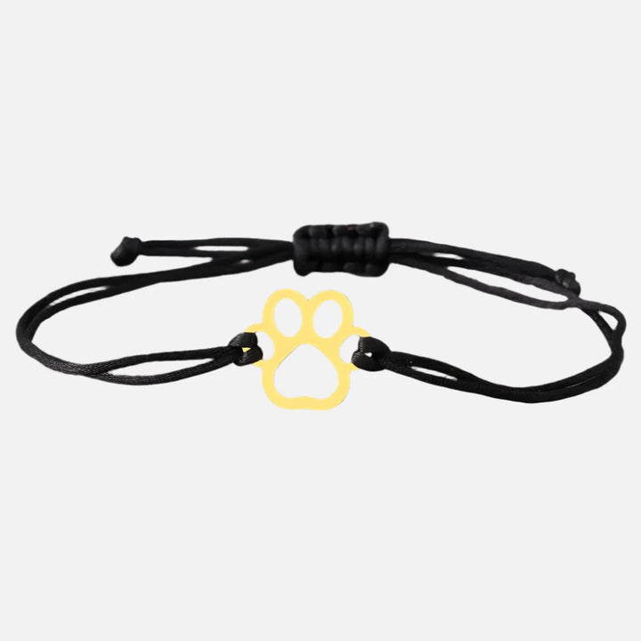 Bracelet en Corde avec Empreinte de Patte – Design Noir et Rouge Ajustable