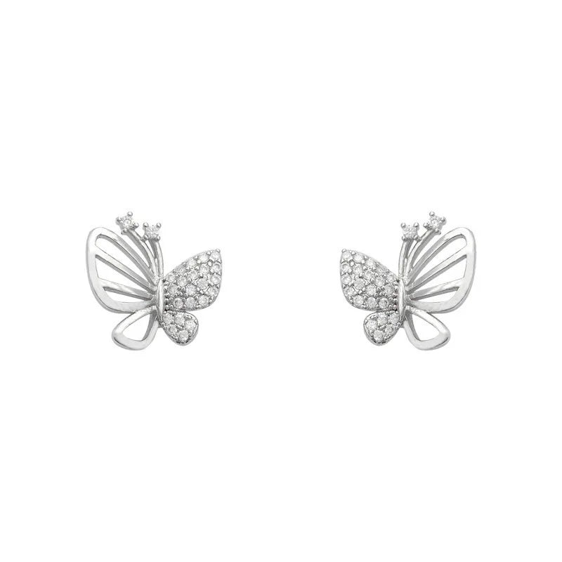 Boucles d'oreilles puces en zircon en forme de papillon