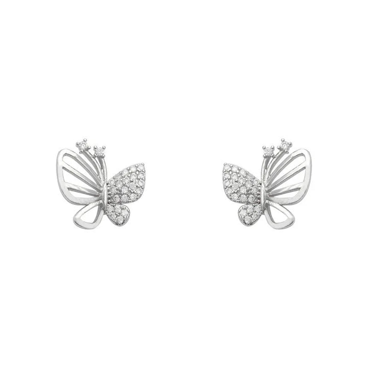 Boucles d'oreilles puces en zircon en forme de papillon