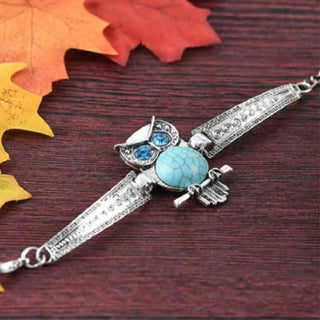 Bracelet Charme Hibou Vintage Turquoise