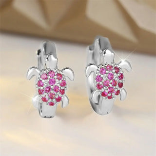 Boucles d'oreilles en forme de tortue de mer avec zircon scintillant