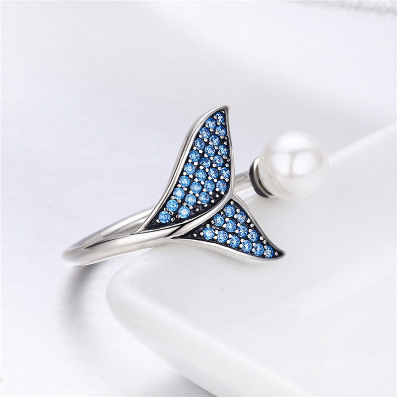 Bague en Perle en Forme de Queue de Baleine Océan