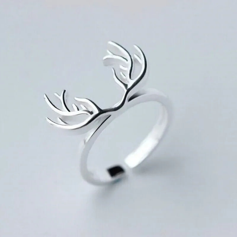 Bague en Argent Sterling avec Bois de Cerf