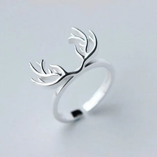 Bague en Argent Sterling avec Bois de Cerf