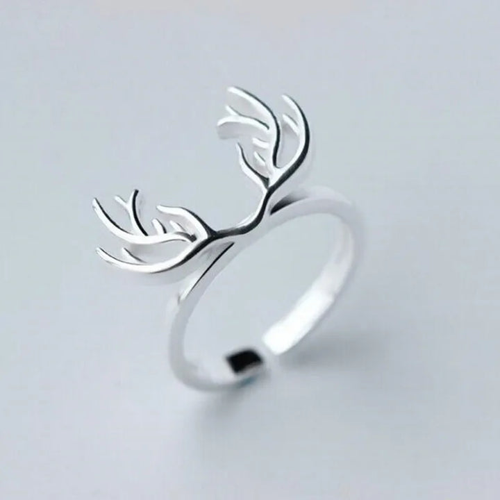 Bague en Argent Sterling avec Bois de Cerf
