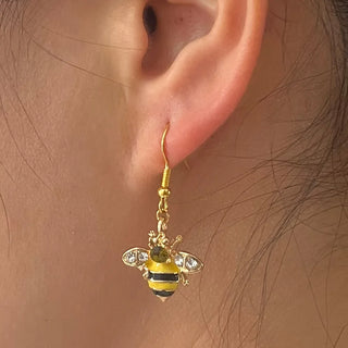 Boucles d'oreilles en cristal d'abeille dorée et de rayons de miel