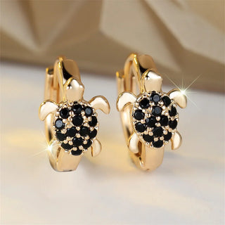 Boucles d'oreilles en forme de tortue de mer avec zircon scintillant
