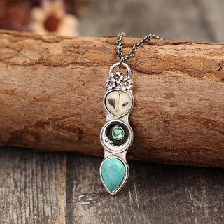 Collier Bar en Sagesse de Hibou Turquoise