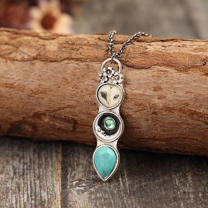 Collier Bar en Sagesse de Hibou Turquoise