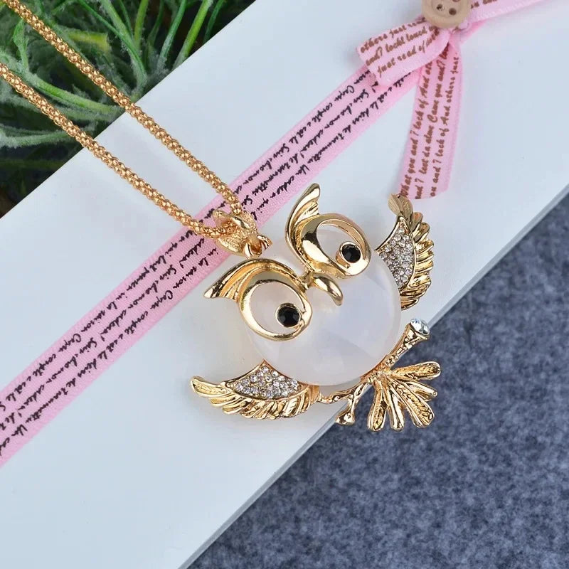 Pendentif Collier Sage Hibou Opale