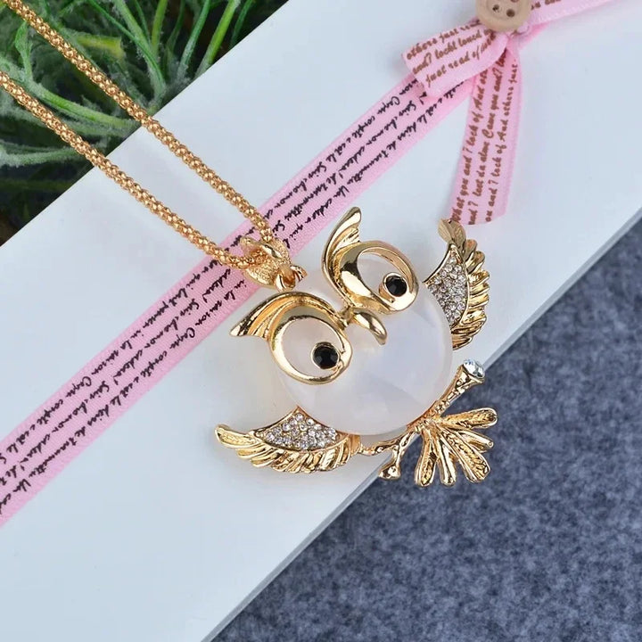 Pendentif Collier Sage Hibou Opale