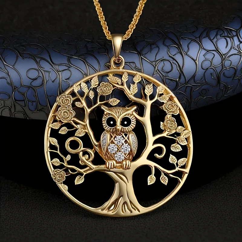Collier Arbre de Vie avec Hibou Doré