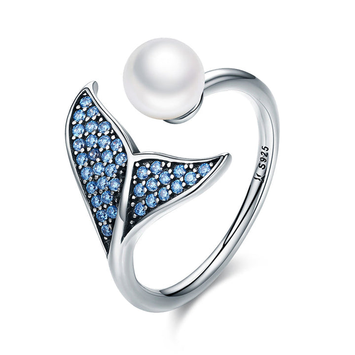 Bague en Perle en Forme de Queue de Baleine Océan