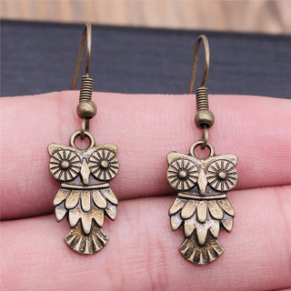 Boucles d'oreilles pendantes hibou vintage bohémien