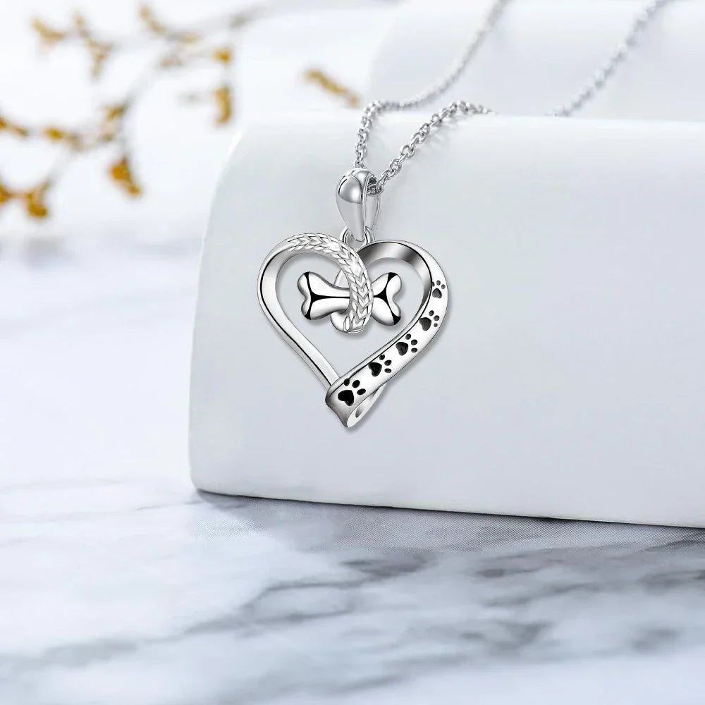 Ensemble de Bijoux en 2 Pièces avec Charms Patte, Cœur et Os