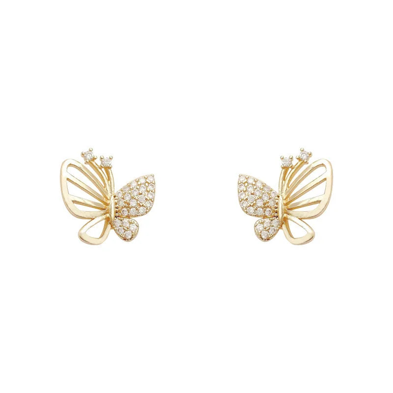 Boucles d'oreilles puces en zircon en forme de papillon