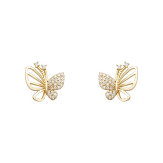 Boucles d'oreilles puces en zircon en forme de papillon