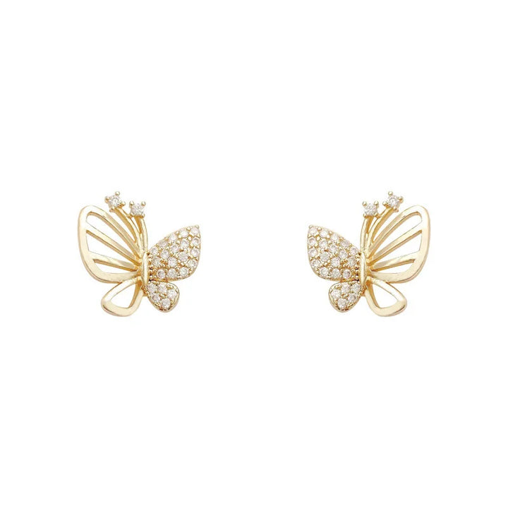 Boucles d'oreilles puces en zircon en forme de papillon